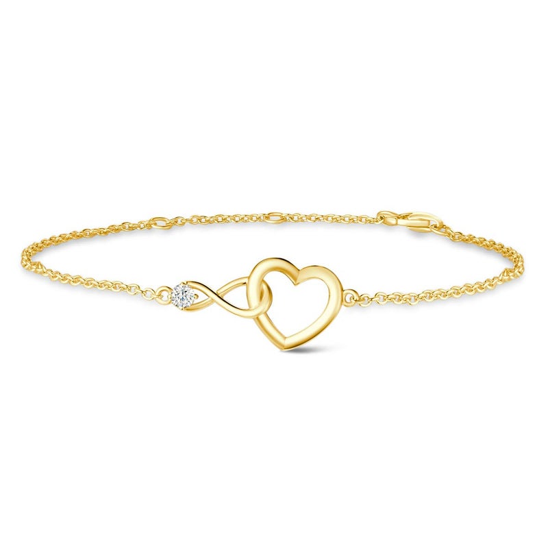 FANCIME Infinity Love Heart Bracelet 925 Sterling Silver Gold Plated Cubic Zirconia CZ Diamond Dainty Fine Jewelry Anniversary Birthday Christmas Gifts for Women Mom, Chain 6.7"+1.2" - Image 1